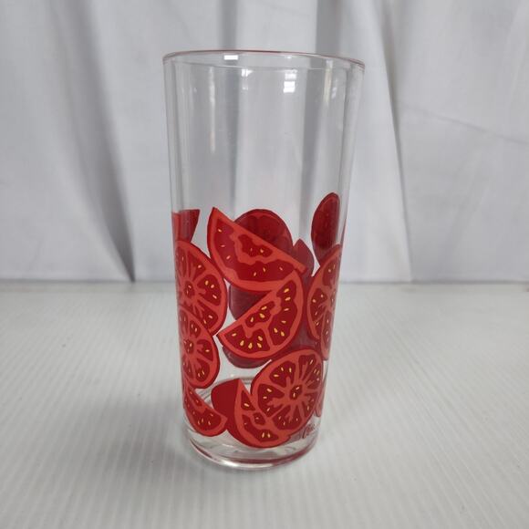 Vintage Cera Glass Les Plastique Tumblers 6pc Tomatoes 15oz Plastic Cups - Picture 4 of 14